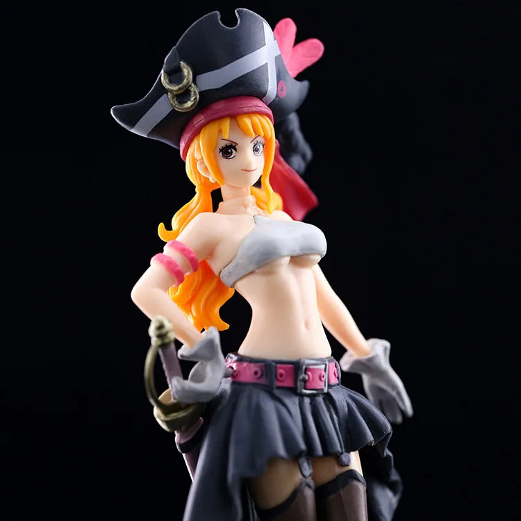 19.5CM Anime One Piece Nami Black Clothes Action Figure ONE PIECE FILM RED Dress Up Figurine PVC Collectible Model Toy Kid Gift