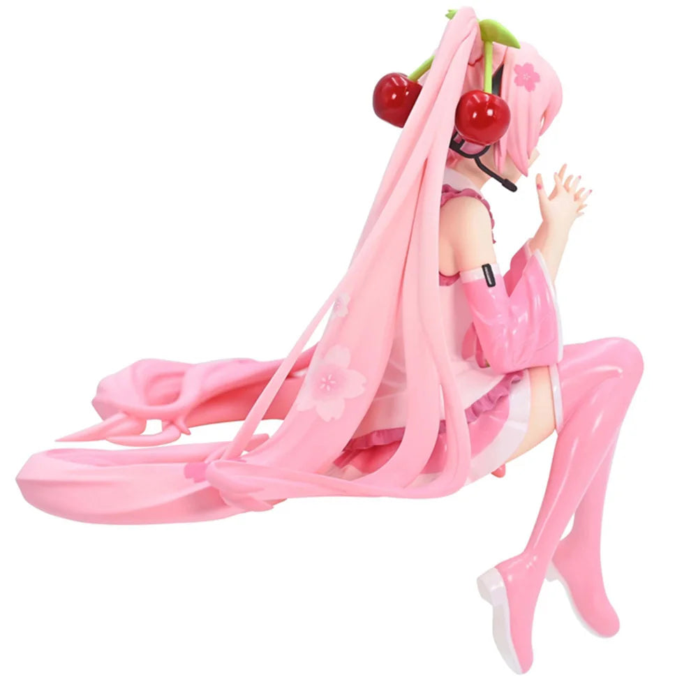 Hot Hatsune Miku Anime figure Pink dress model action figures toys Cherry pink PVC cherry blossom decoration collect Model gifts