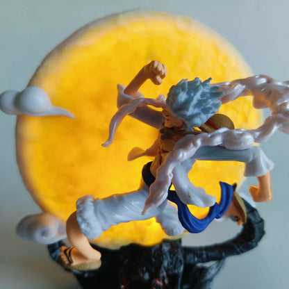 12cm One Piece Anime Figure Moon Fairy Nika Monkey D Luffy Gear 5 With Moon Light Action Figure Statue Model Collection Toys