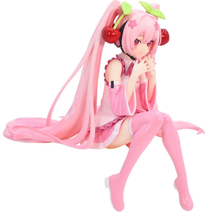 Hot Hatsune Miku Anime figure Pink dress model action figures toys Cherry pink PVC cherry blossom decoration collect Model gifts