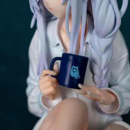 Hot The Journey Of Elaina Elaina Sitting In Pajamas Anime Girl Figure 11cm Model Statue Collection Desktop Decoration Toys