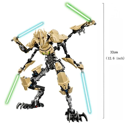 32cm Anime KSZ714 Star Toy General Robot Grievous With Lightsaber Hilt Combat Weapons Model Building Blocks Action Figure Gifts