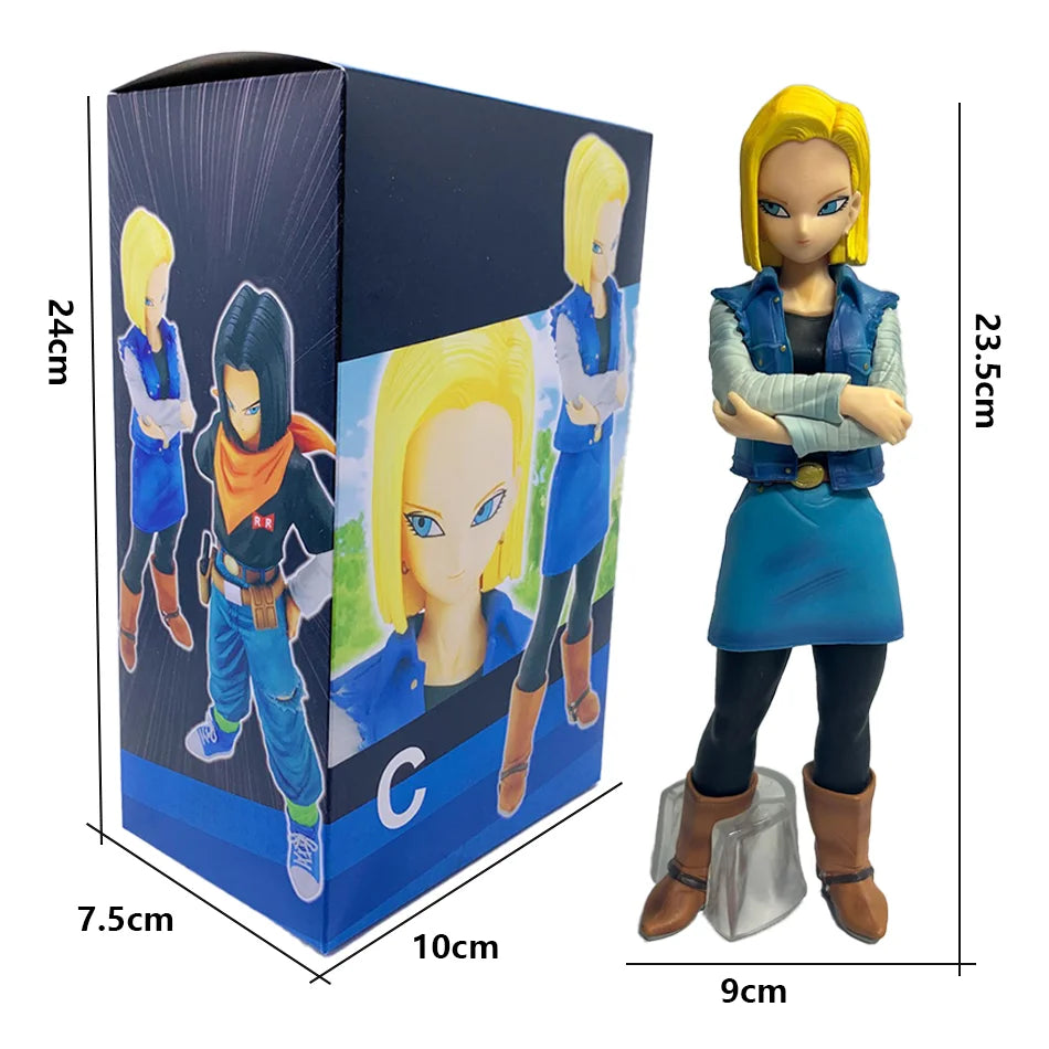 New 24CM Anime Dragon Ball Z Android 17 18 Figure Android 18 PVC Action Figures Collection Model Toys for Children Christmas