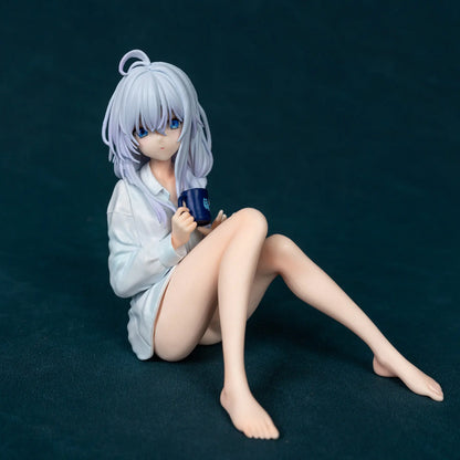 Hot The Journey Of Elaina Elaina Sitting In Pajamas Anime Girl Figure 11cm Model Statue Collection Desktop Decoration Toys